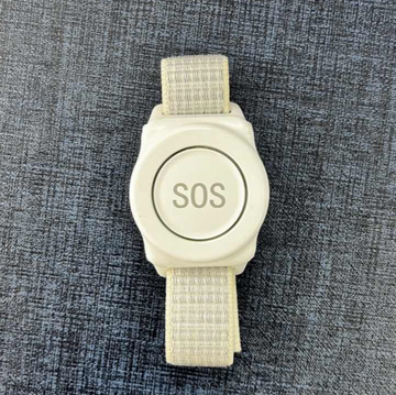 Daytech IP66 Waterproof watch button with adjustable nylon Velcro strap, CR2032 battery, and low power reminder. Comfortable, durable, and perfect for caregiver alerts.
